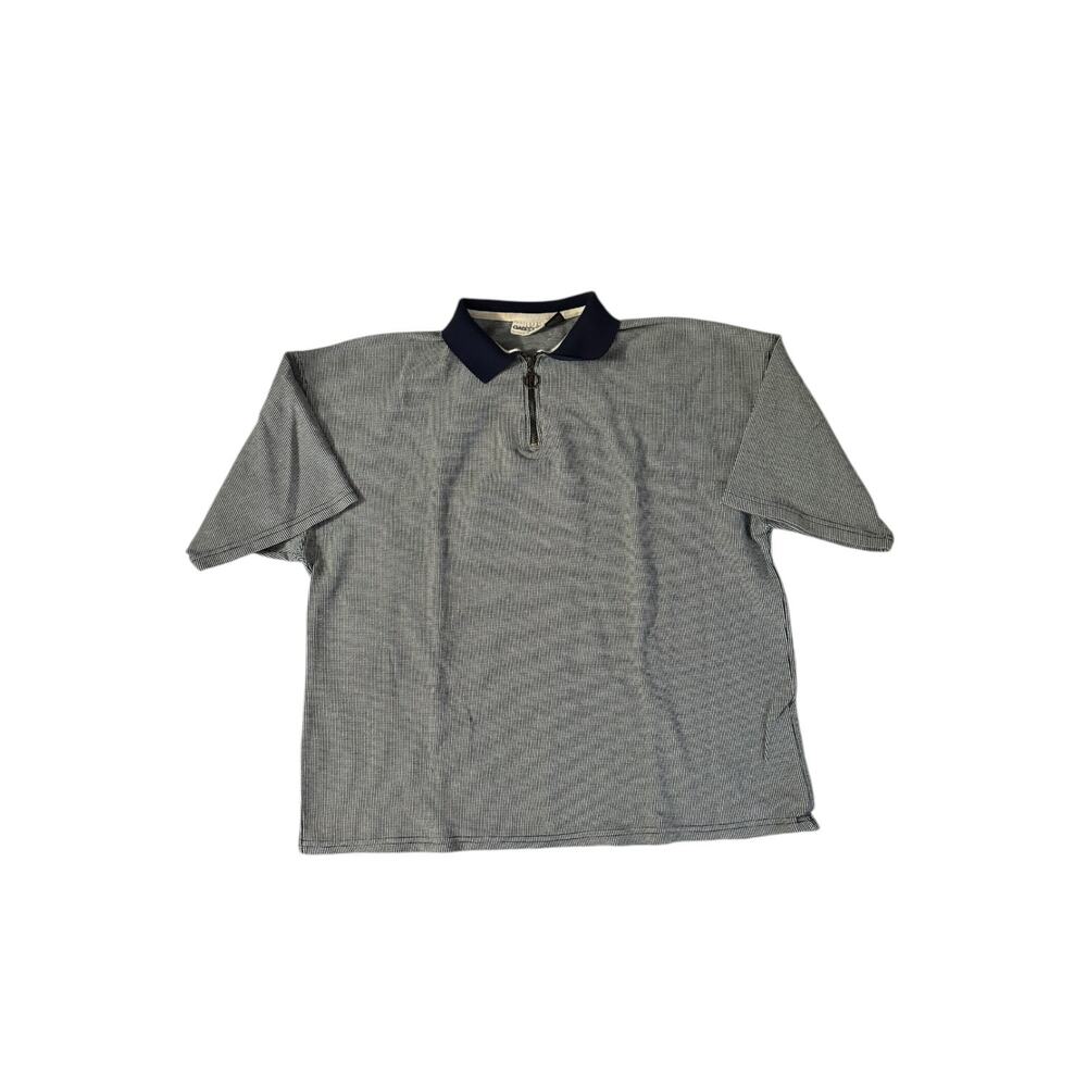 Vintage 1980s Gadzooks Loose Fit Blue White Green Checked Polo Large